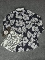 Floral Black & White Printed Full Sleeve Shirt - Image 2